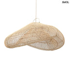 Natúr színű, XXL méretű rattan függőlámpaernyő, fehér háttérrel