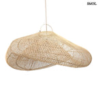 Natúr színű, XXL méretű rattan függőlámpaernyő, oldalról