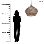 Sötét dió árnyalatú, kézzel szőtt rattan függőlámpaernyő légies, gömbölyded formával méretarányosan