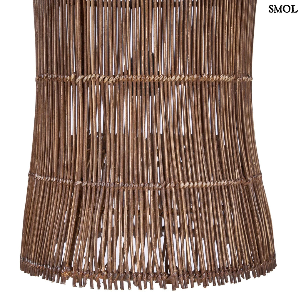 Rattan függőlámpaernyő Tower XL, sötét dió, kézzel szőtt, alsó rész oldalról