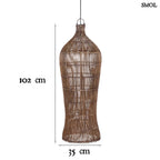 Rattan függőlámpaernyő Tower XL, sötét dió, kézzel szőtt, méretekkel