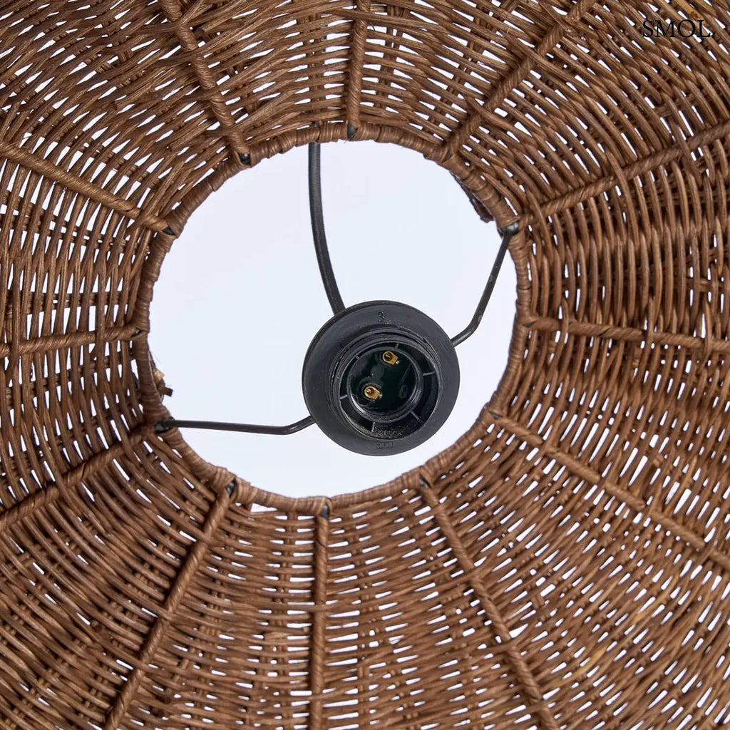 Sötét dió rattan függőlámpabúra hullám formában, 103×40 cm, belülről