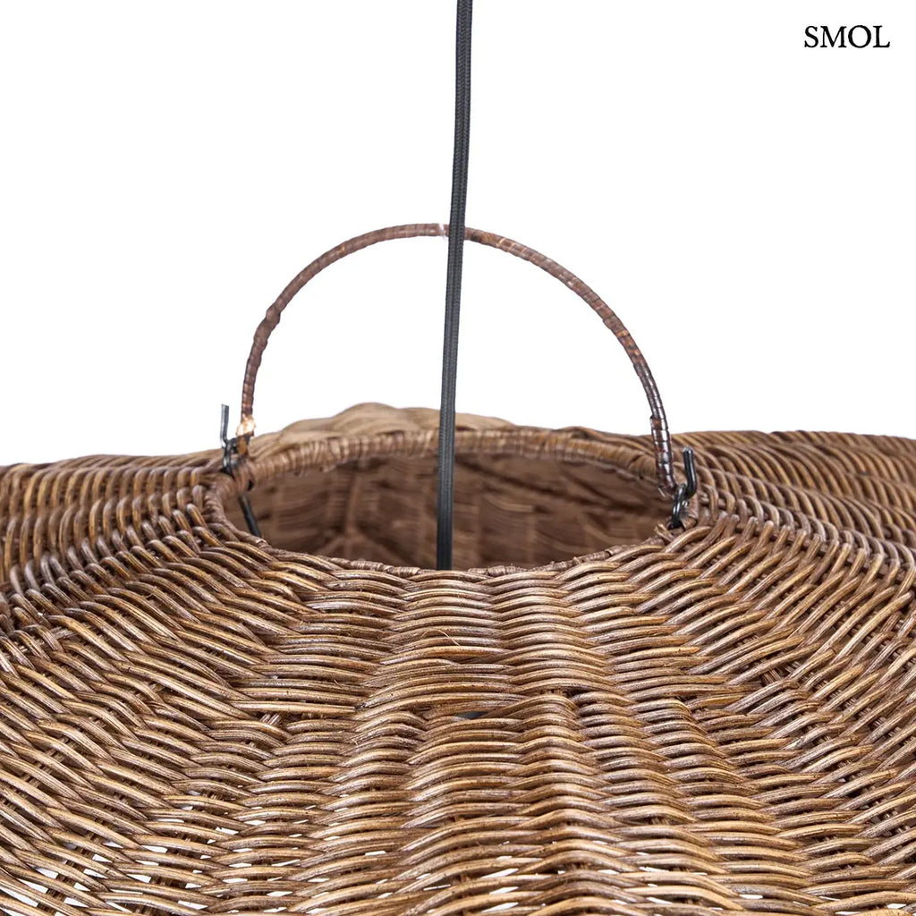 Sötét dió rattan függőlámpabúra hullám formában, 103×40 cm, akasztó nagyítva