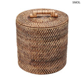 Aufbewahrungskorb aus Rattan mit Deckel – Naturbraun, 29 cm | RATTAN-BEHÄLTER