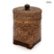 Rattan tárolókosár – fedővel, halszálka minta, barna | BIN