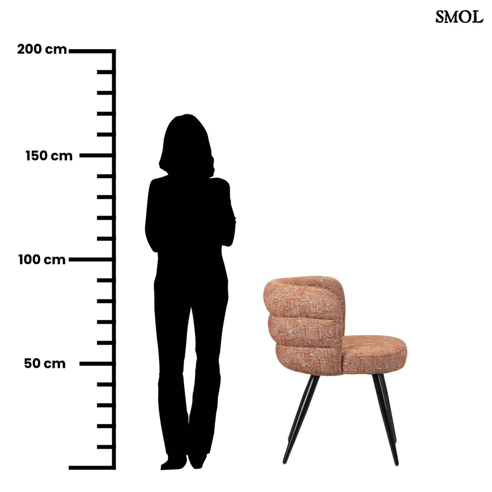 SAFIYA TERRACOTTA, 2 db kárpitozott étkezőszék - smol.hu - méretarányosan