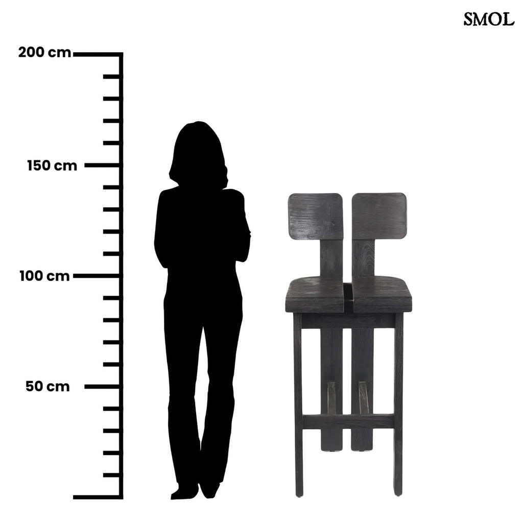 SAMA SAMA, fekete fa bárszék, 108 cm - smol.hu - méretarányosan