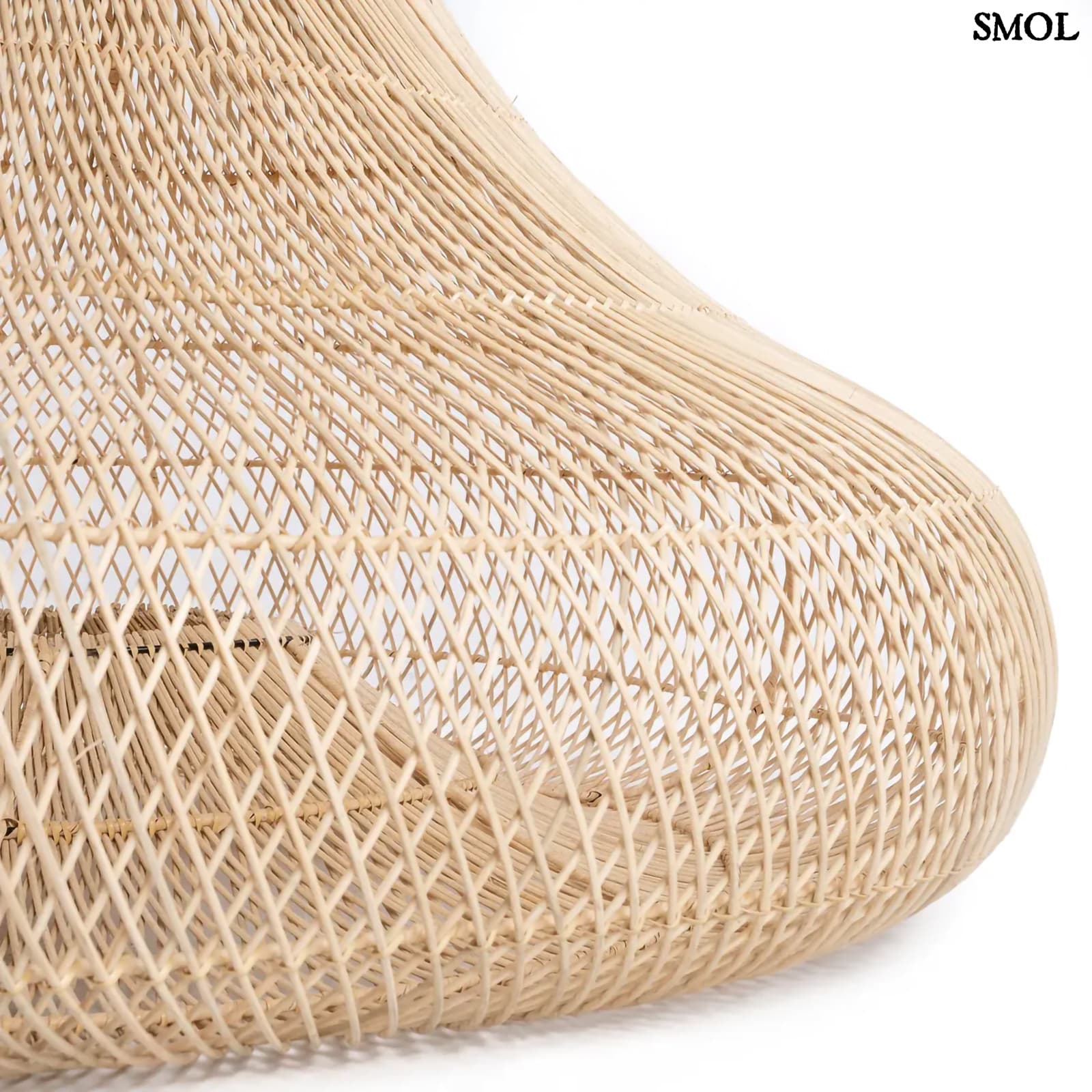 SHALA, nagyméretű rattan függőlámpaernyő, ⌀77 cm - smol.hu - oldalról, nagyítva