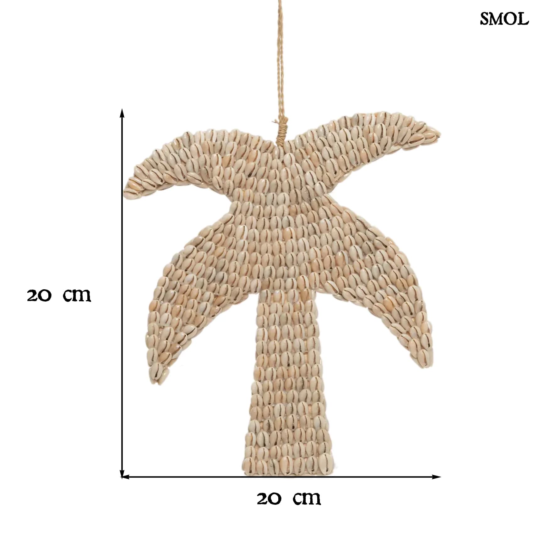 SHELL PALM, pálmafa formájú, kagylós függődísz, 20 cm - smol.hu - méretekkel