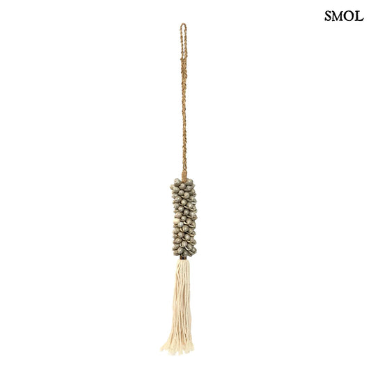 SHELL COTTON, szürke, kagylós függő dekoráció, 80 cm - smol.hu - fehér háttérrel, kiegyenesítve