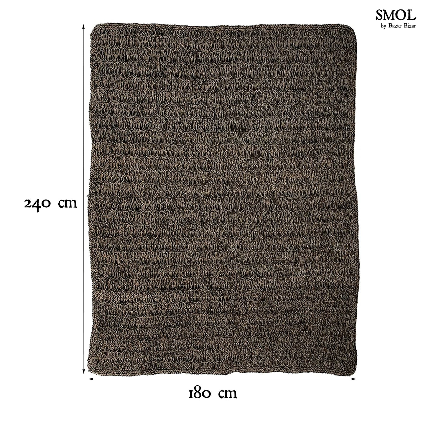 smol.hu-SINTA, fekete szőnyeg, 240x180 cm méretekkel