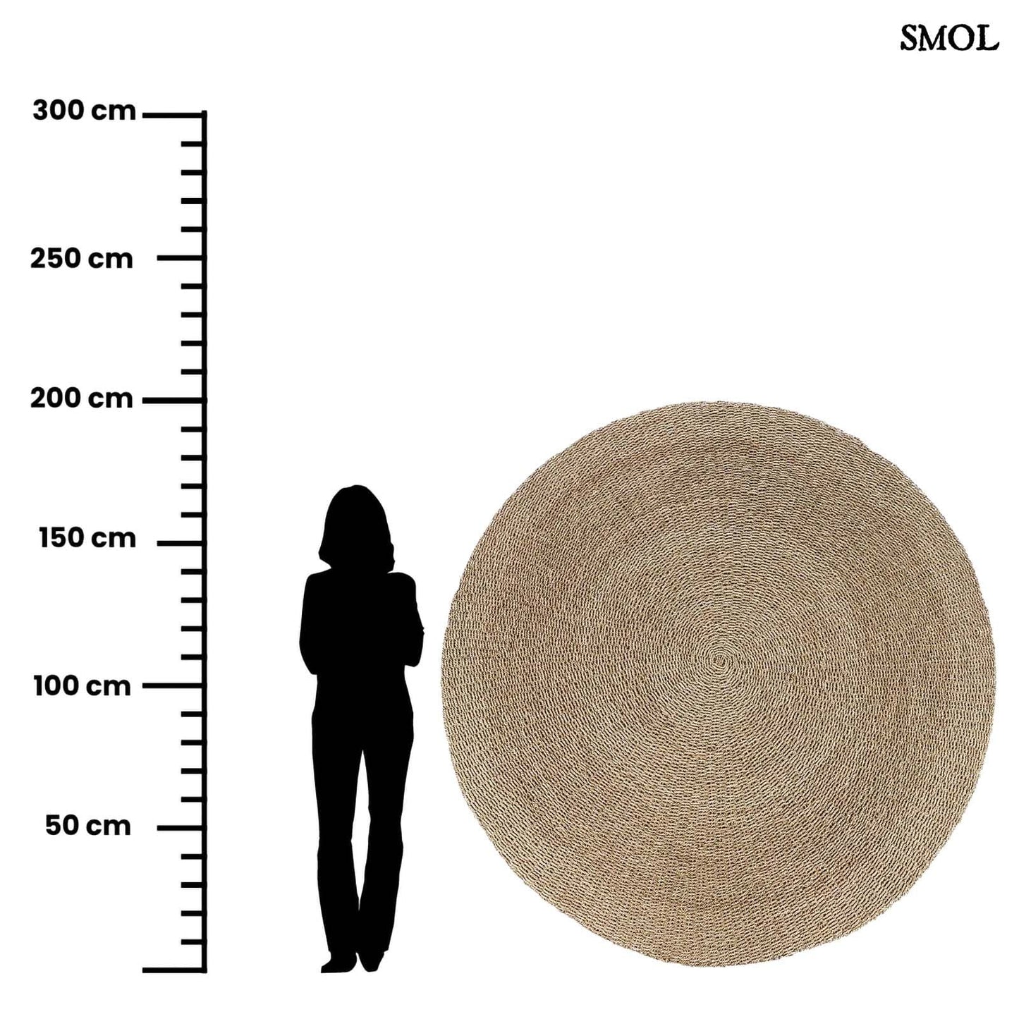 SIZALI, természetes szizál szőnyeg, ⌀200 cm - smol.hu