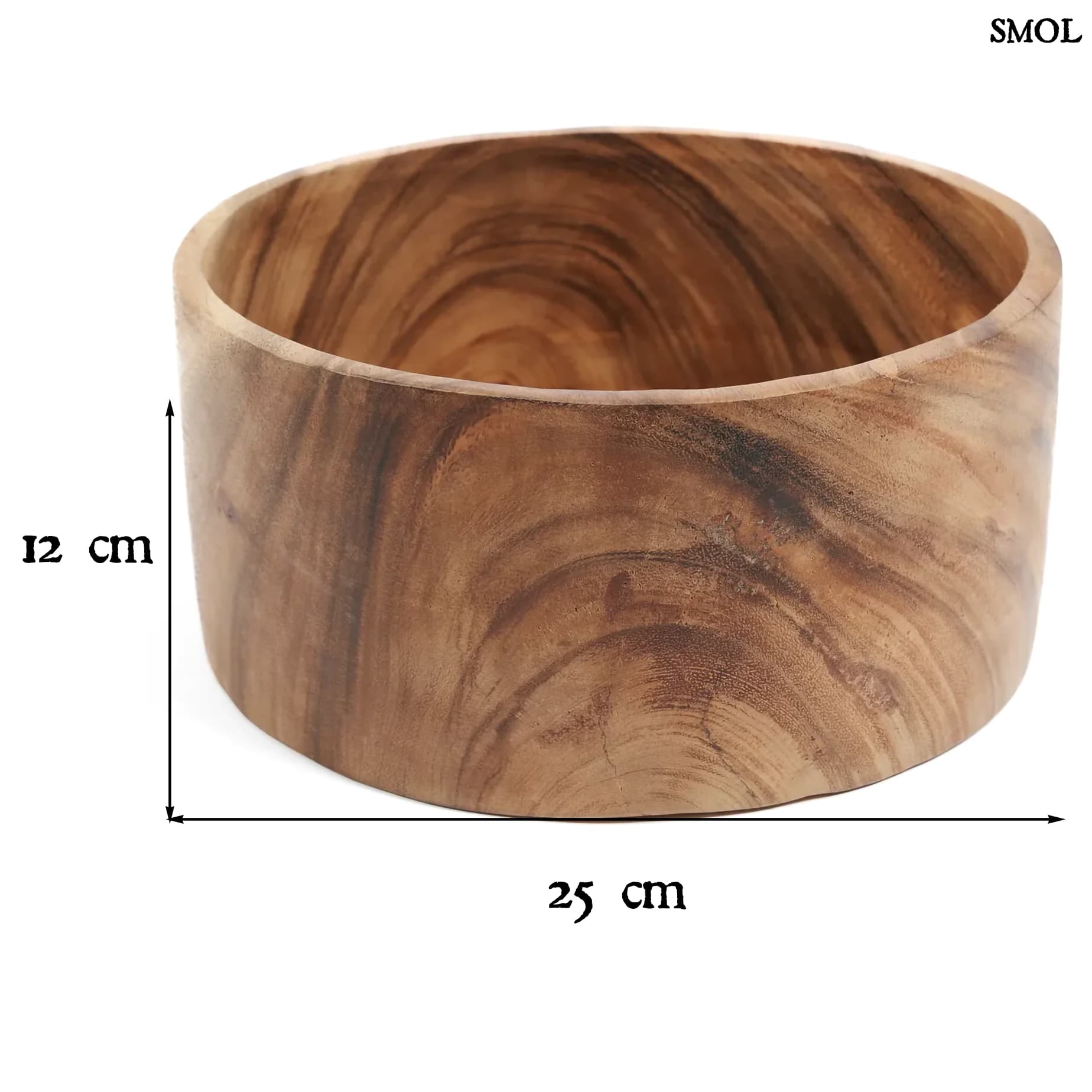 SUAR, kerek, fa salátástál, ⌀25 cm - smol.hu - méretekkel