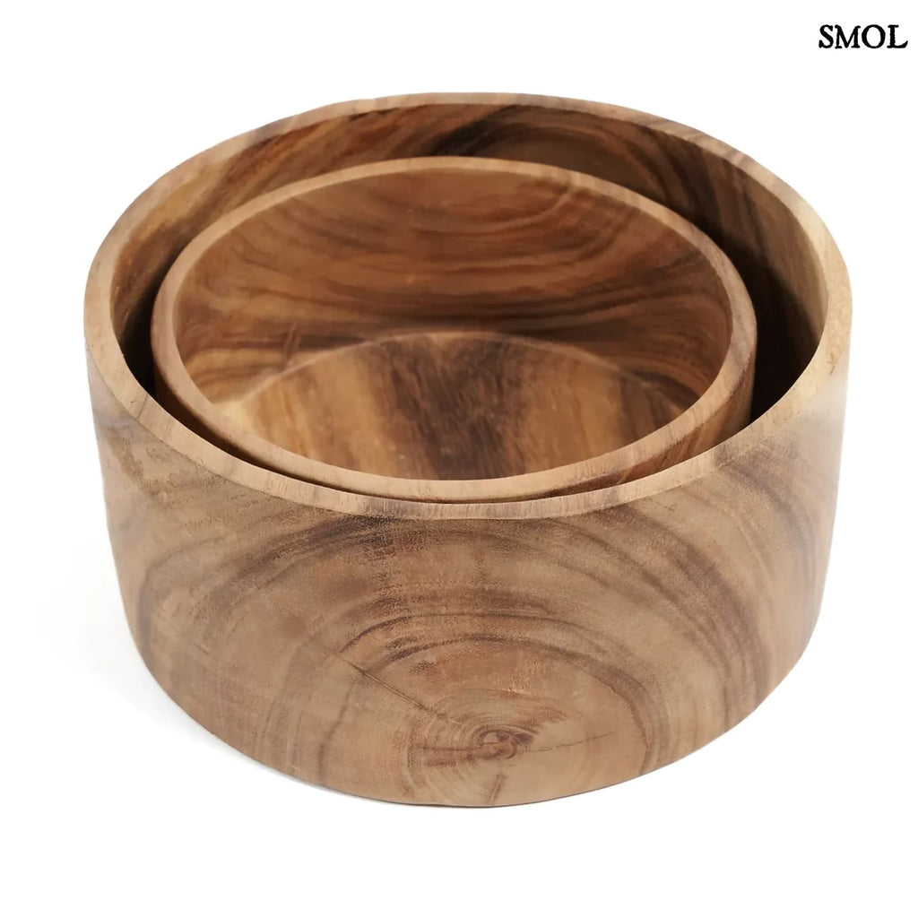 SUAR, kerek, fa salátástál, ⌀25 cm - smol.hu - két méret egymásban