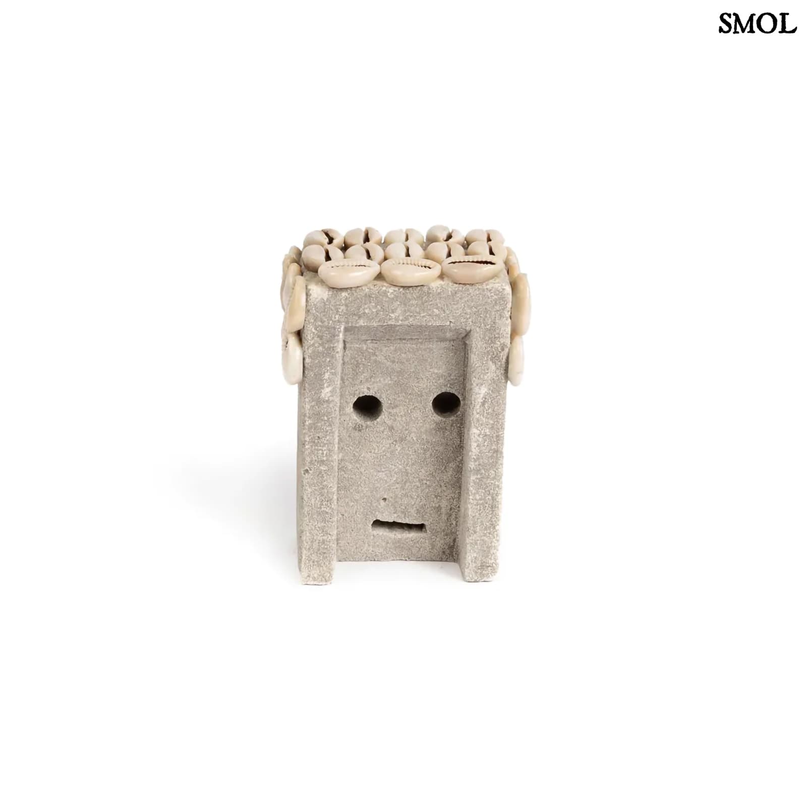 Kőszobor - szürke, kagylóval, 11 cm | SUMBA29 - smol.hu - hátulról