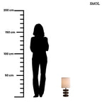Sötétbarna Fa Asztali Lámpa Len Lámpaernyővel | LARA DARK | SMOL - méretarányosan