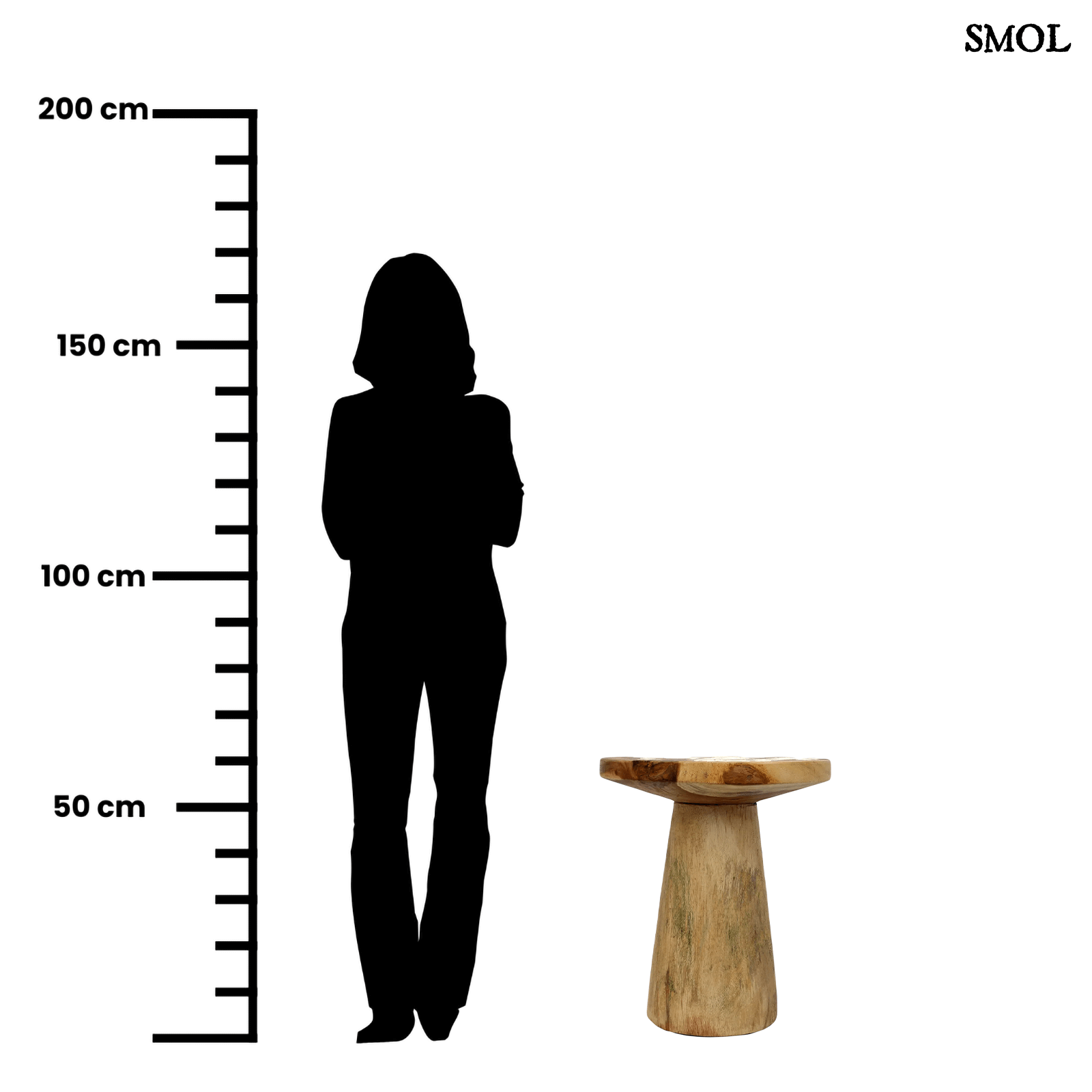 Suarfa Kisasztal, Natúr | CONIC | SMOL - méretarányosan