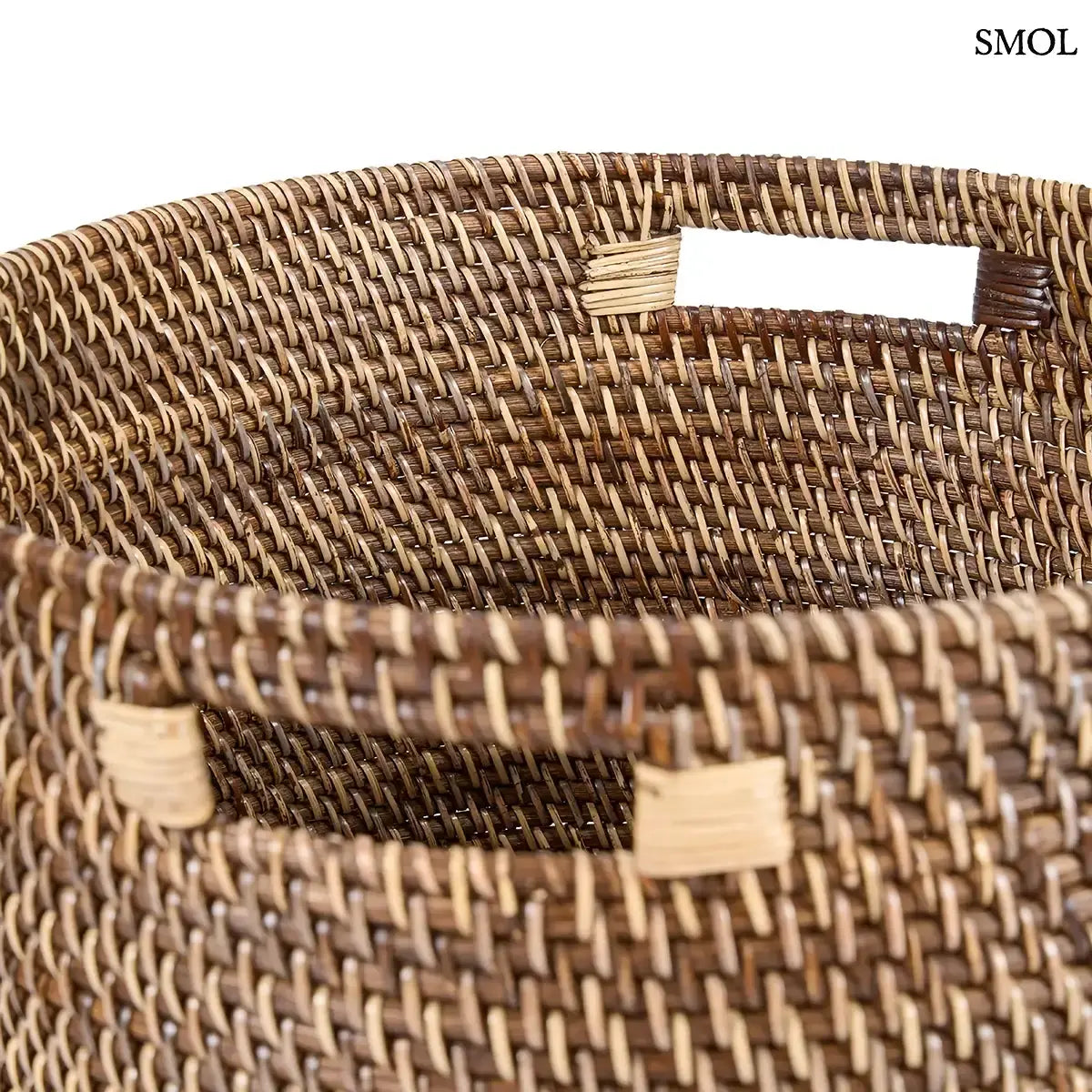 LAUNDRILLA barna, kézzel font, fedeles, fogantyús rattan szennyeskosár, fedél nélkül, nagyítva