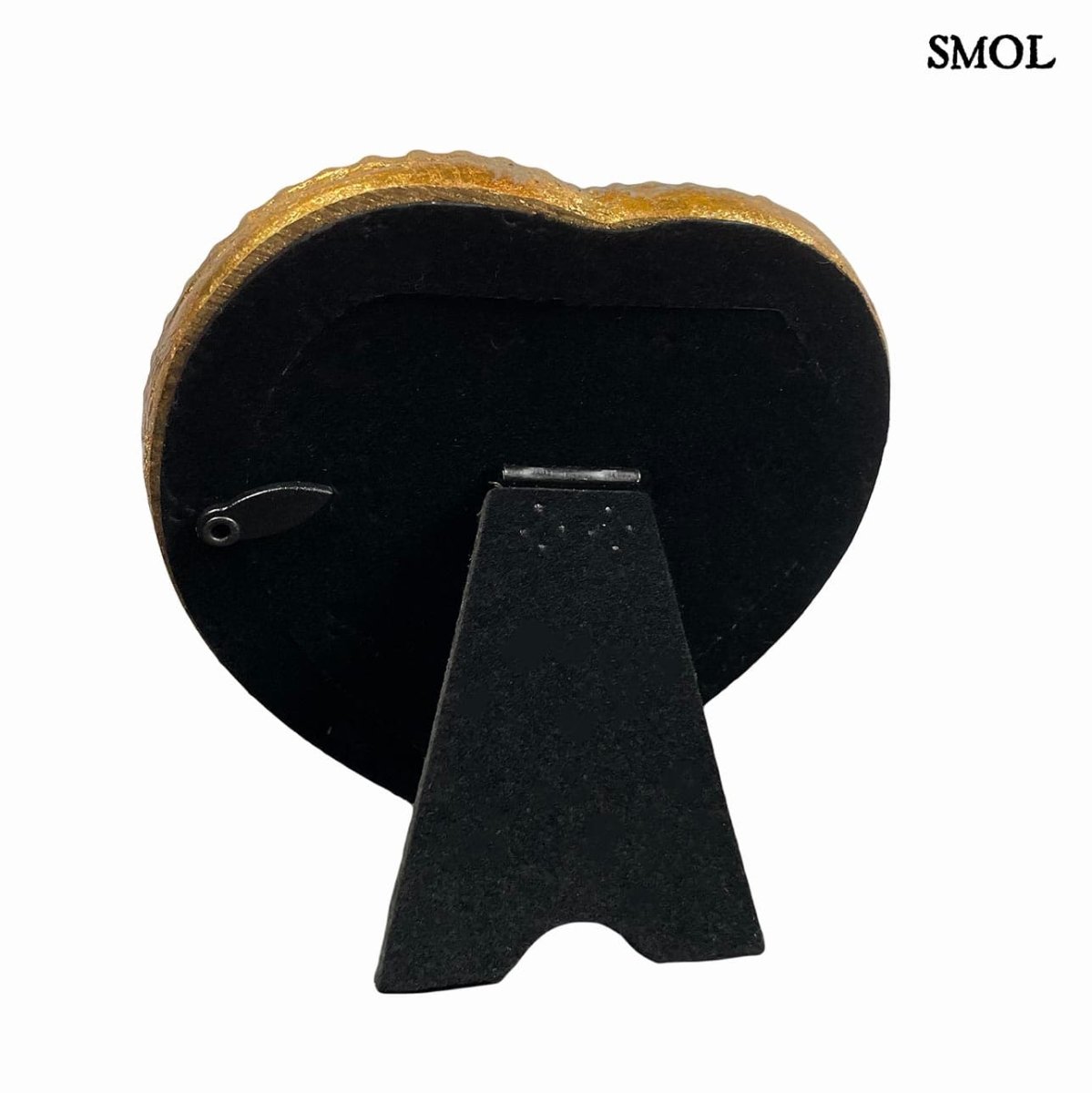 Antik arany szív képkeret gyöngyös díszítéssel és vintage textúrával, hátulról