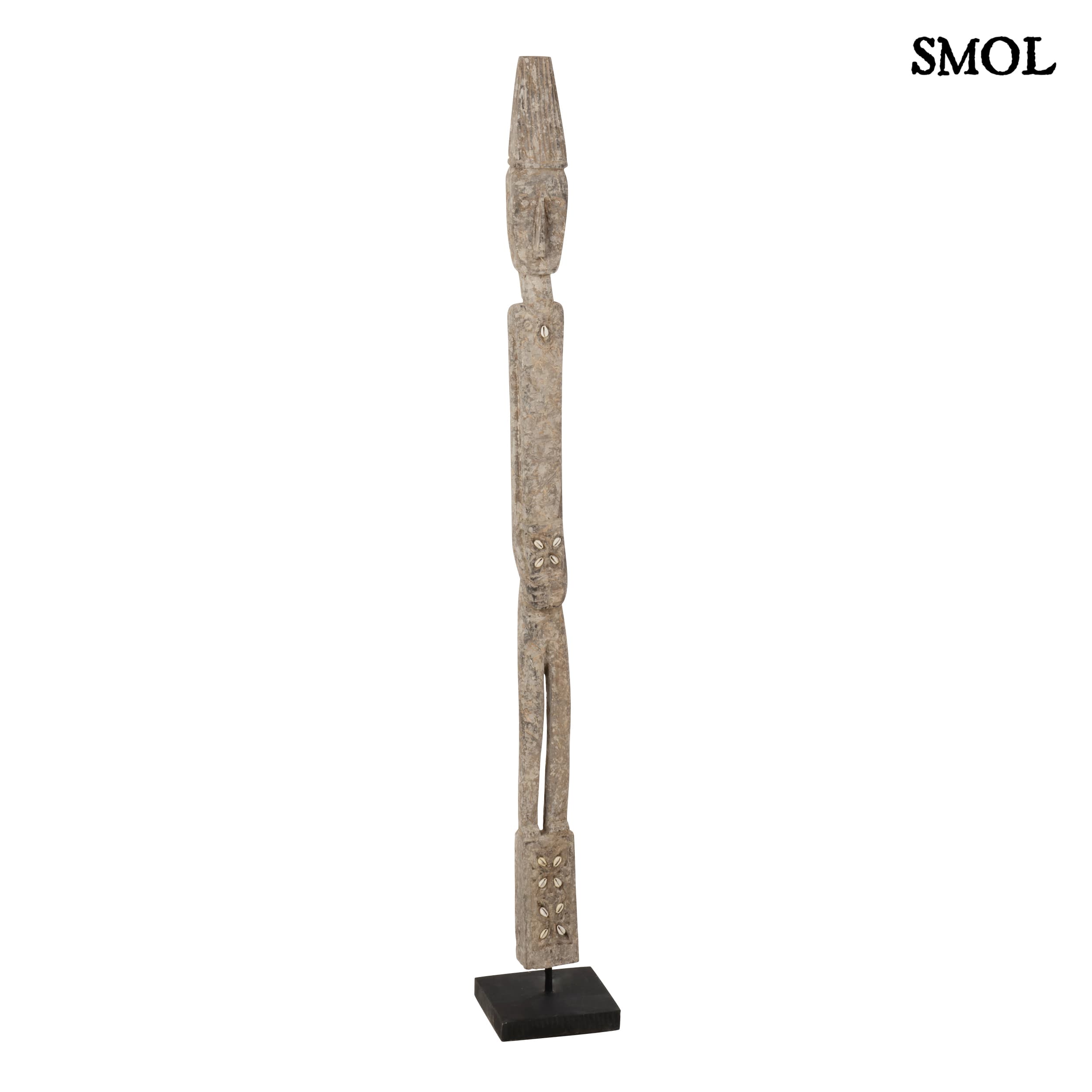 Szobor tartón - nagyméretű, fa, 120,5cm | KALI - smol.hu - szemből