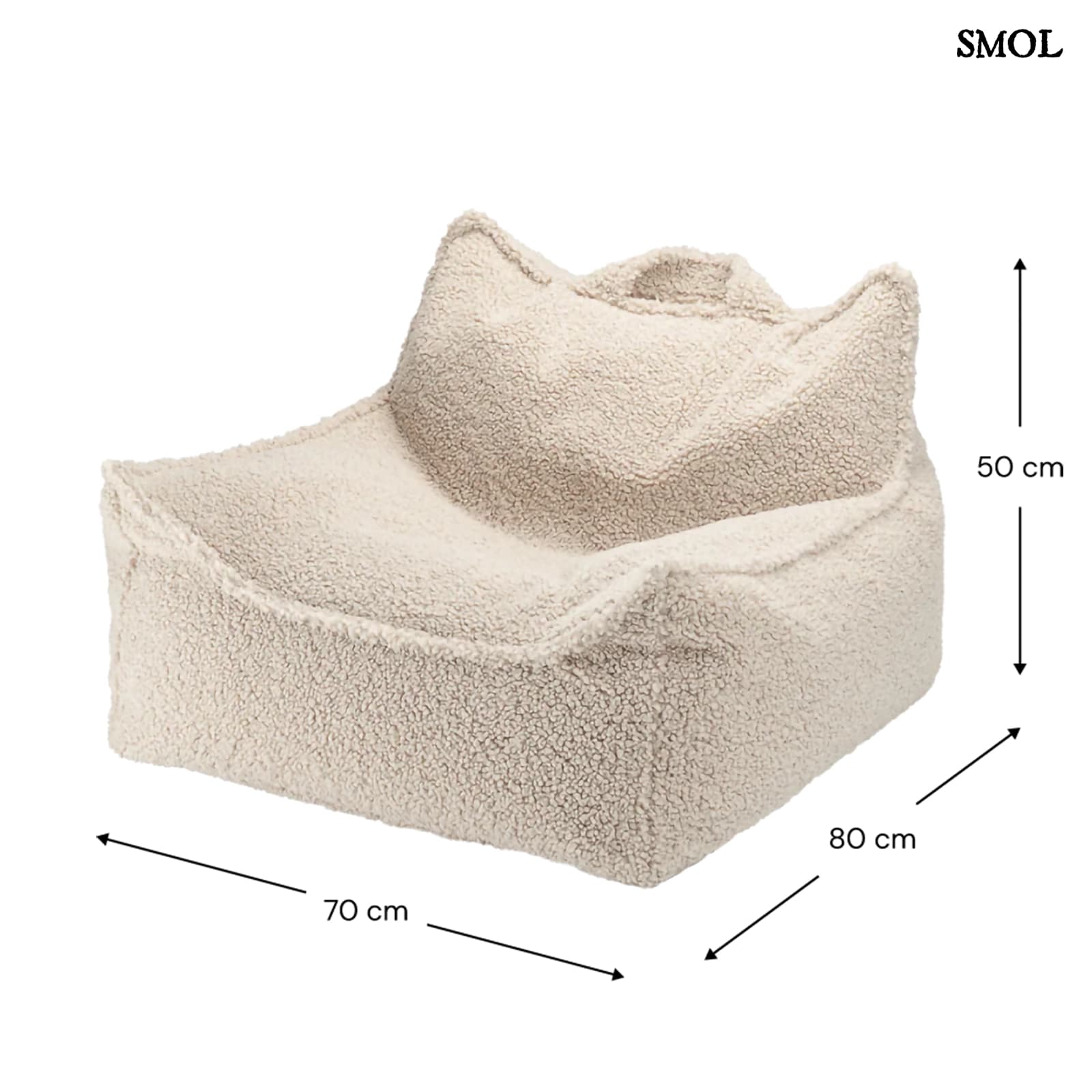 Szögletes Gyerek Babzsákfotel és Puff Szett | BISCUIT | SMOL - babzsákfotel méretekkel