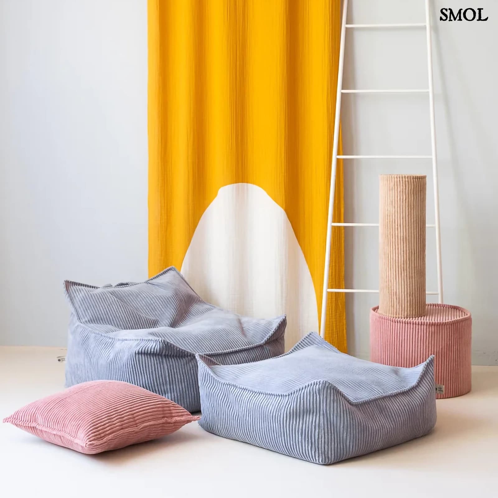 Szögletes Gyerek Babzsákfotel és Puff Szett | BLUEBERRY | SMOL - nappaliban