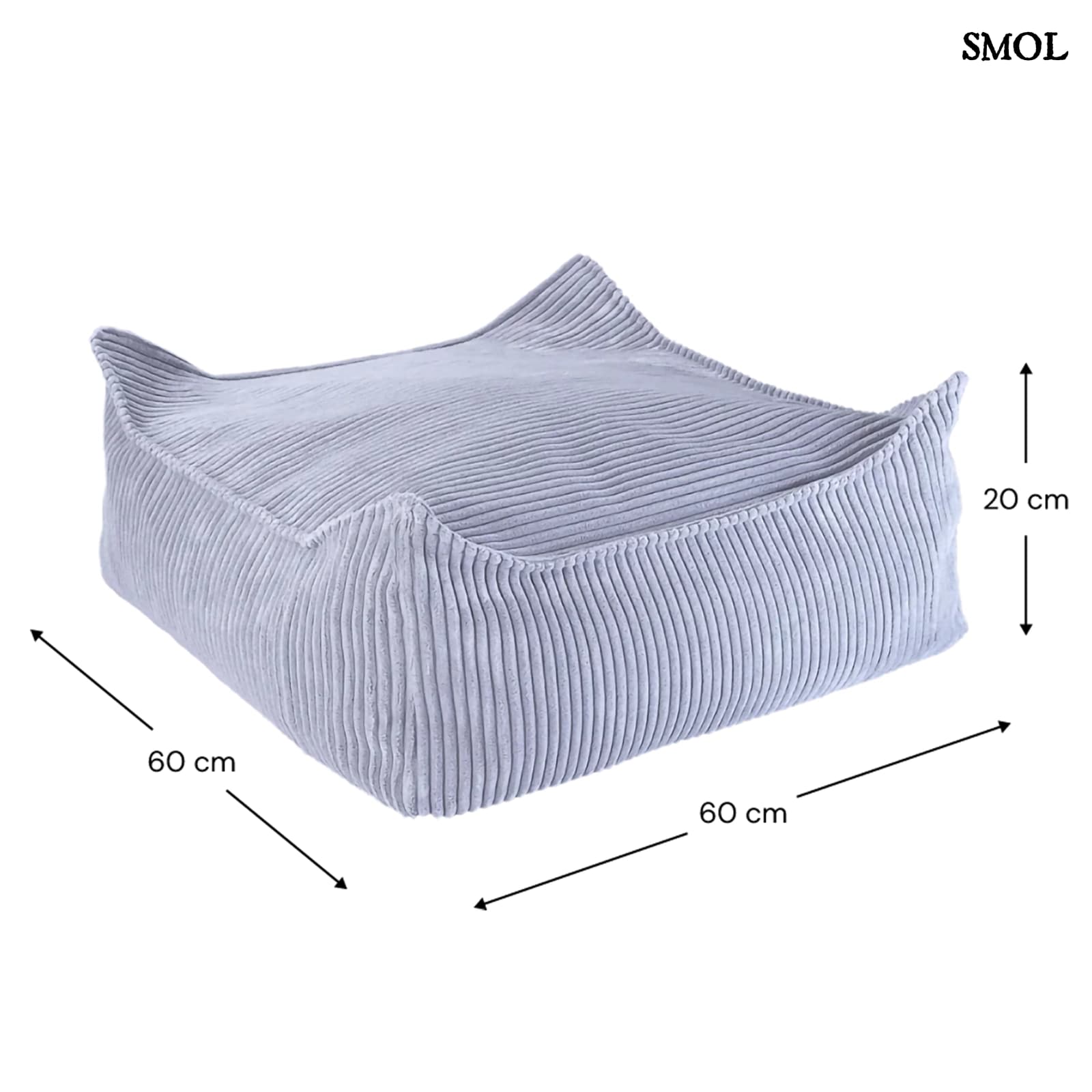 Szögletes Gyerek Babzsákfotel és Puff Szett | BLUEBERRY | SMOL - puff méretekkel