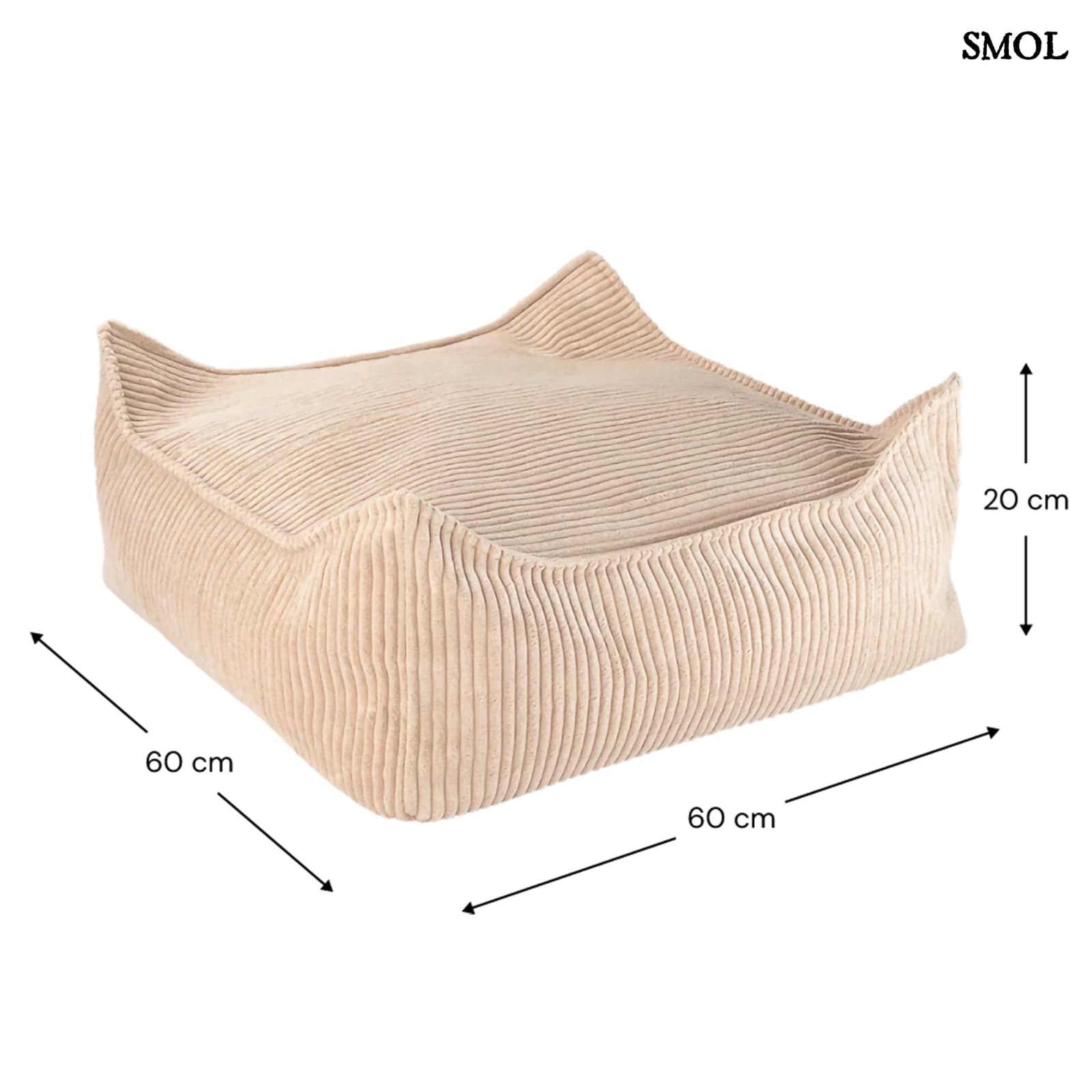 Szögletes Gyerek Babzsákfotel és Puff Szett | BROWN SUGAR | SMOL - puff méretekkel