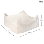 Szögletes Gyerek Babzsákfotel és Puff Szett | CREAM WHITE | SMOL - puff méretekkel