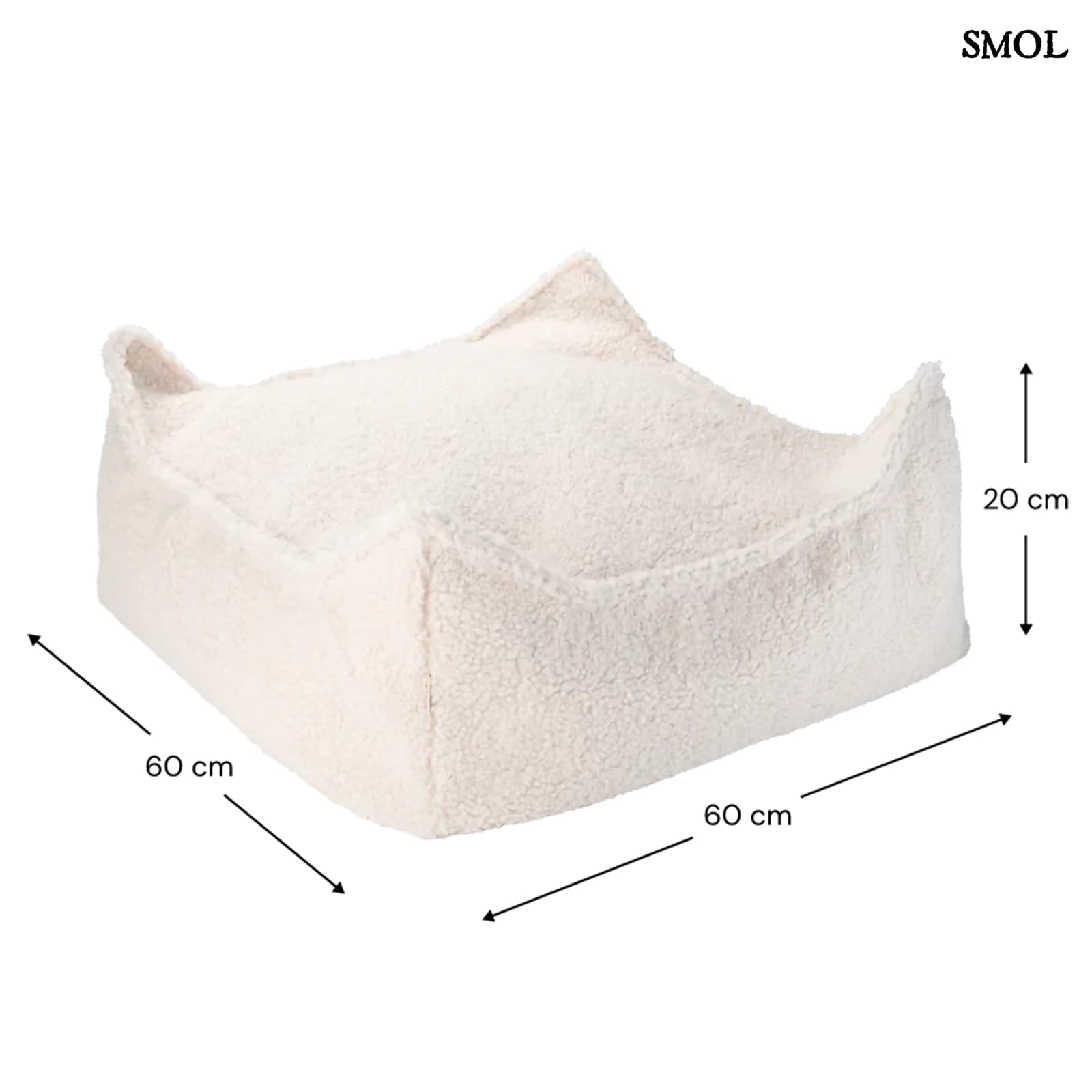 Szögletes Gyerek Babzsákfotel és Puff Szett | CREAM WHITE | SMOL - puff méretekkel