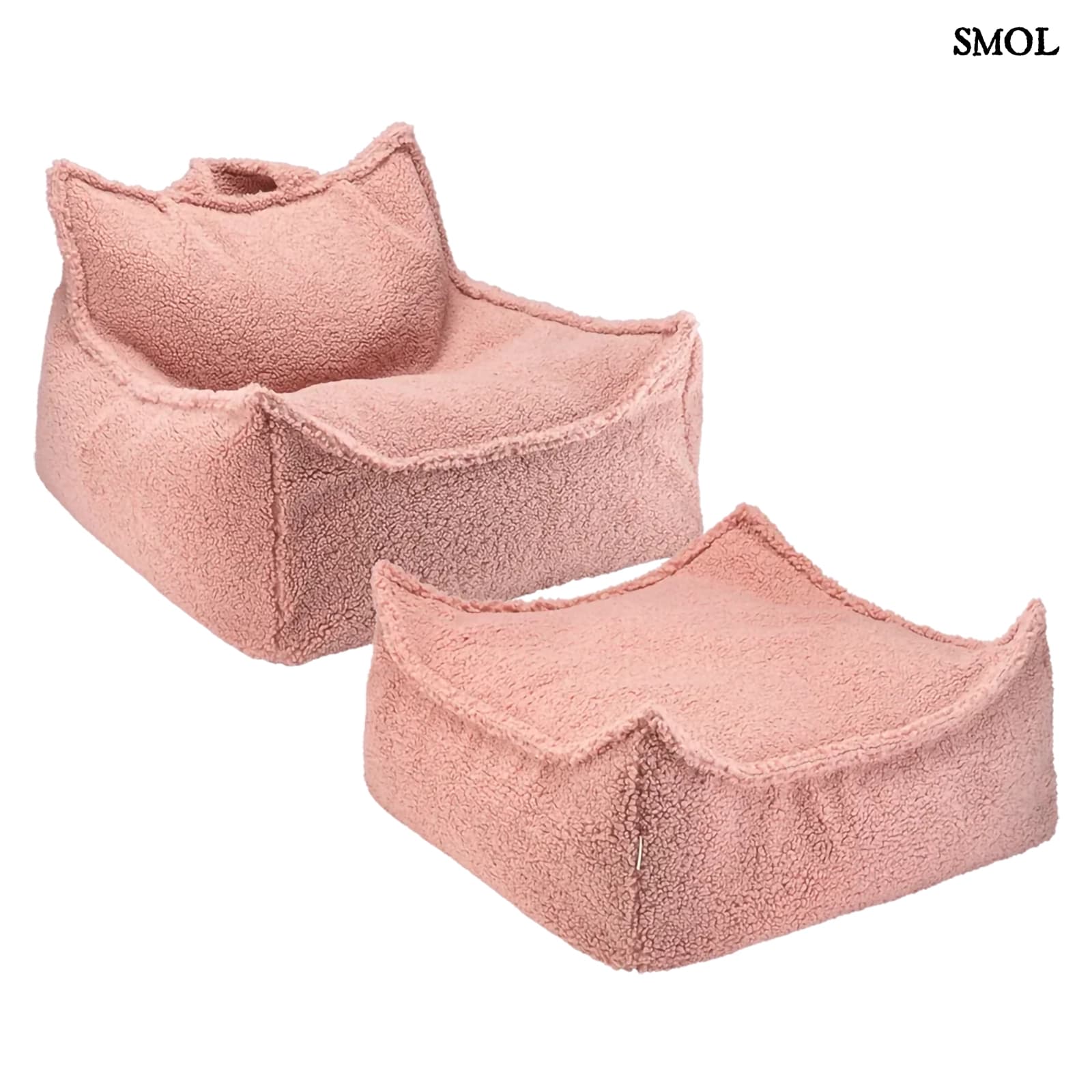 Szögletes Gyerek Babzsákfotel és Puff Szett | GUAVA | SMOL - fehér háttérrel
