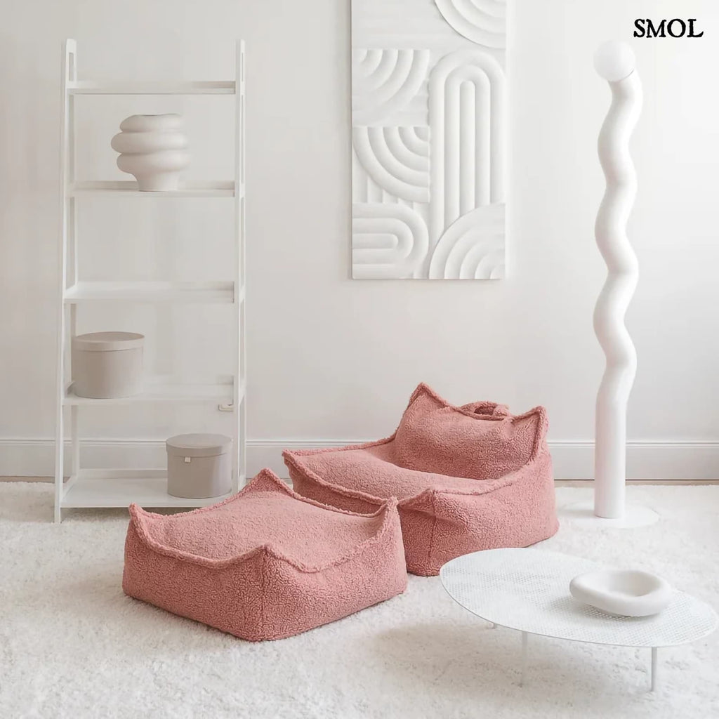 Szögletes Gyerek Babzsákfotel és Puff Szett | GUAVA | SMOL - fehér szobában