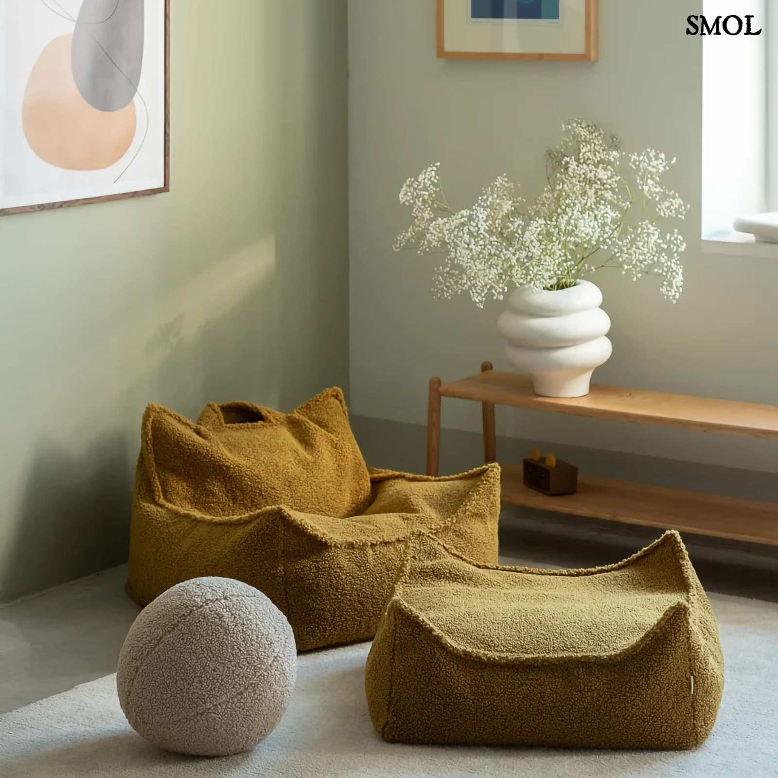 Szögletes Gyerek Babzsákfotel és Puff Szett | MAPLE