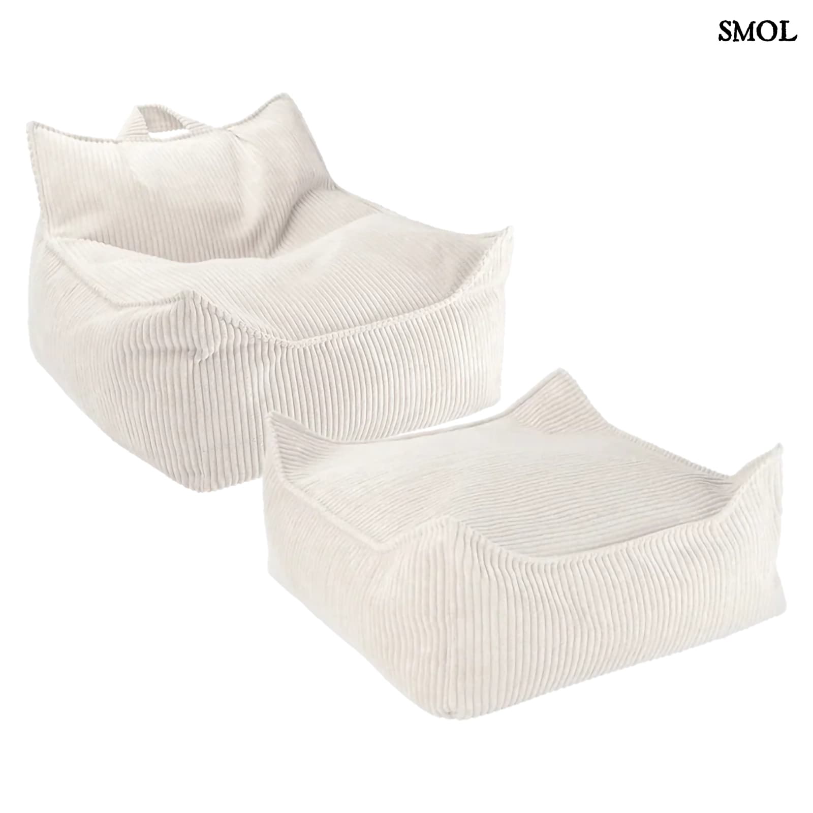 Szögletes Gyerek Babzsákfotel és Puff Szett | MARSHMALLOW | SMOL - fehér háttérrel
