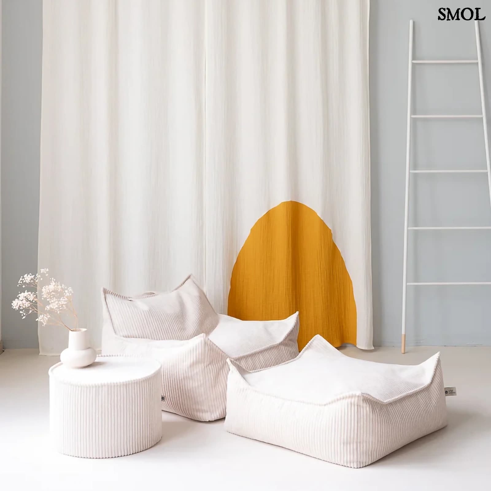 Szögletes Gyerek Babzsákfotel és Puff Szett | MARSHMALLOW | SMOL - szobában