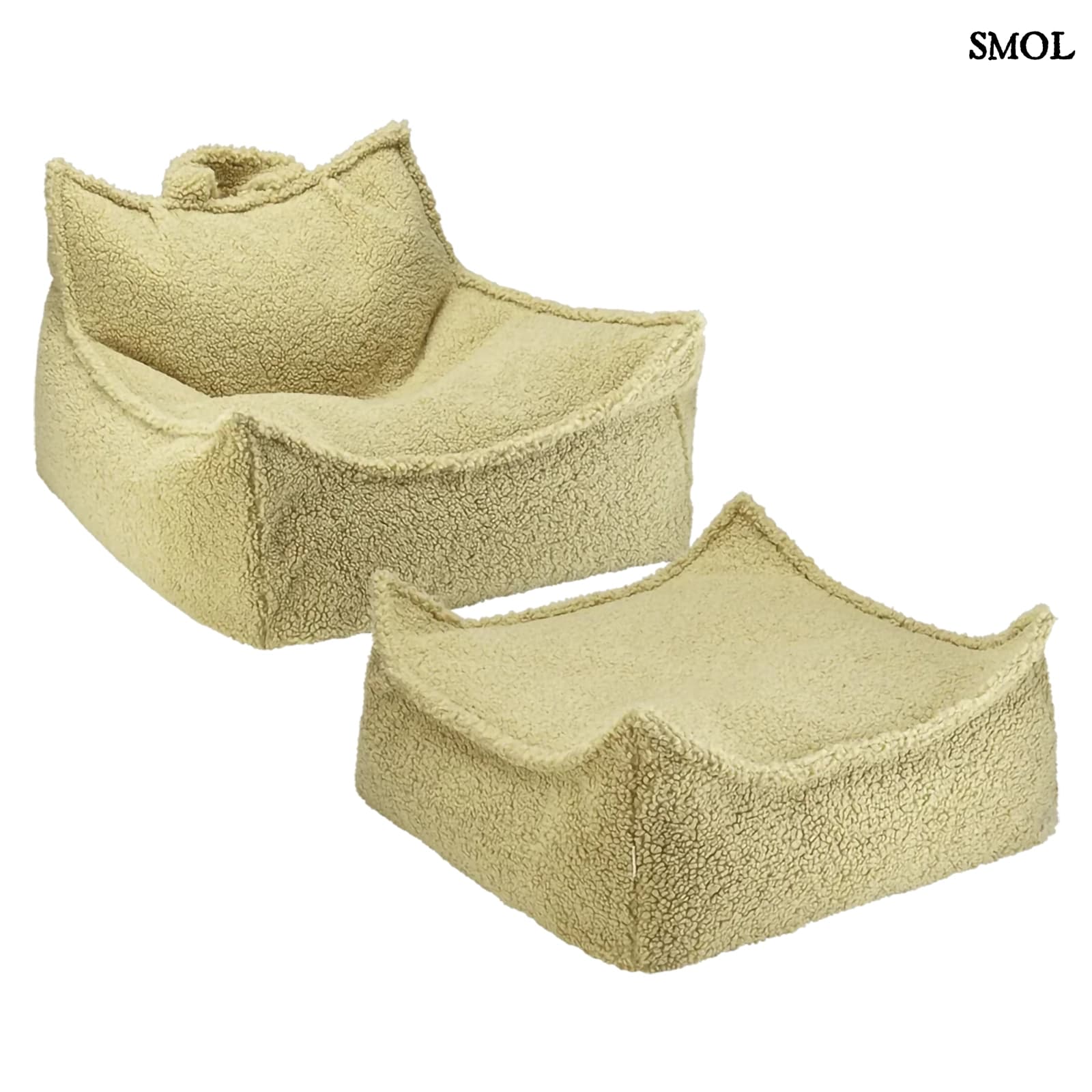
Szögletes Gyerek Babzsákfotel és Puff Szett | MATCHA | SMOL - fehér háttérrel