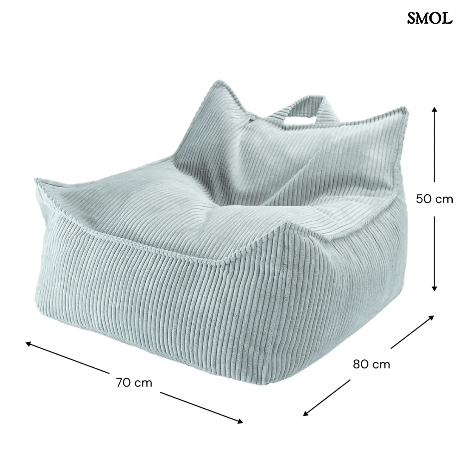 Szögletes Gyerek Babzsákfotel és Puff Szett | PEPPERMINT | SMOL - babzsák méretekkel