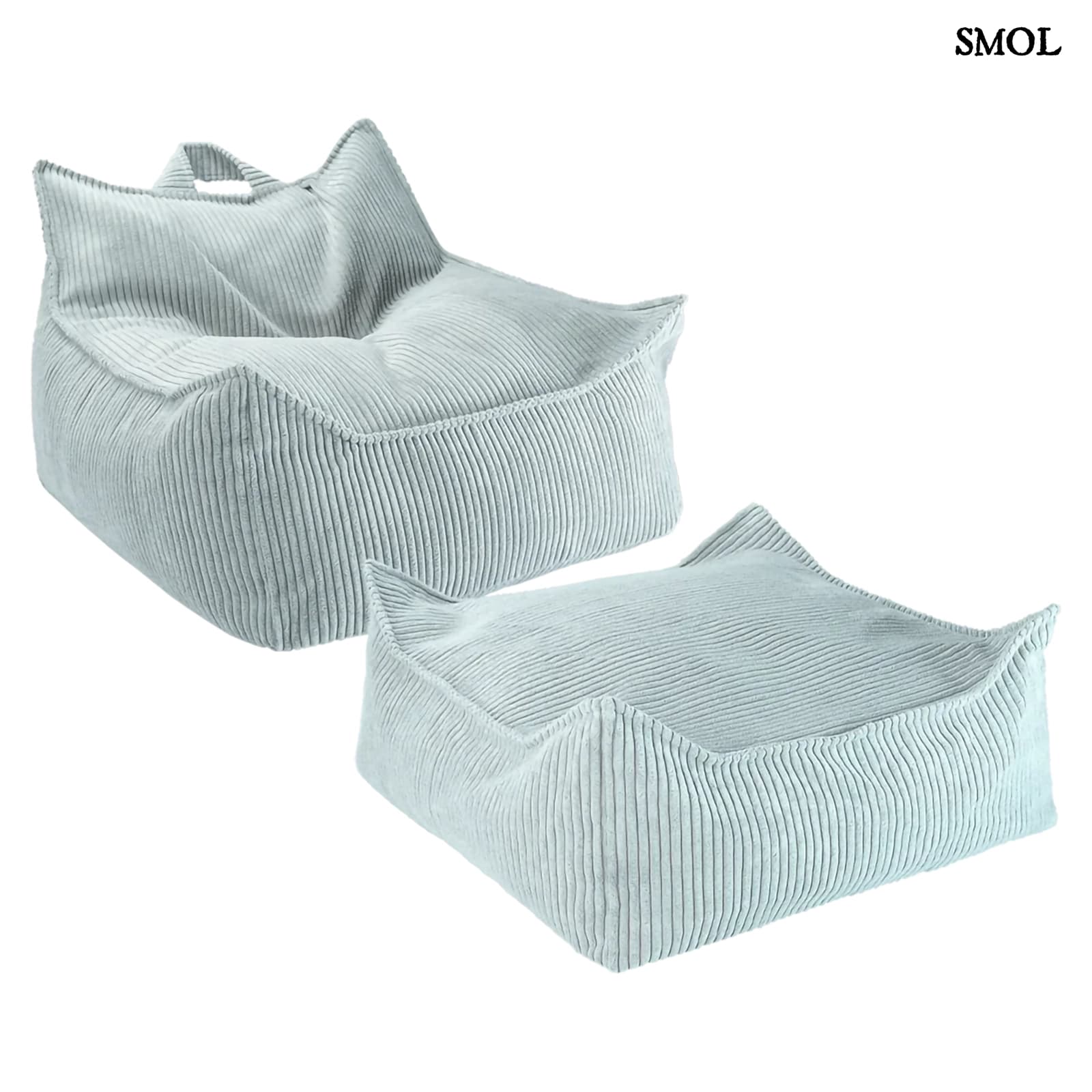 Szögletes Gyerek Babzsákfotel és Puff Szett | PEPPERMINT | SMOL - fehér háttérrel