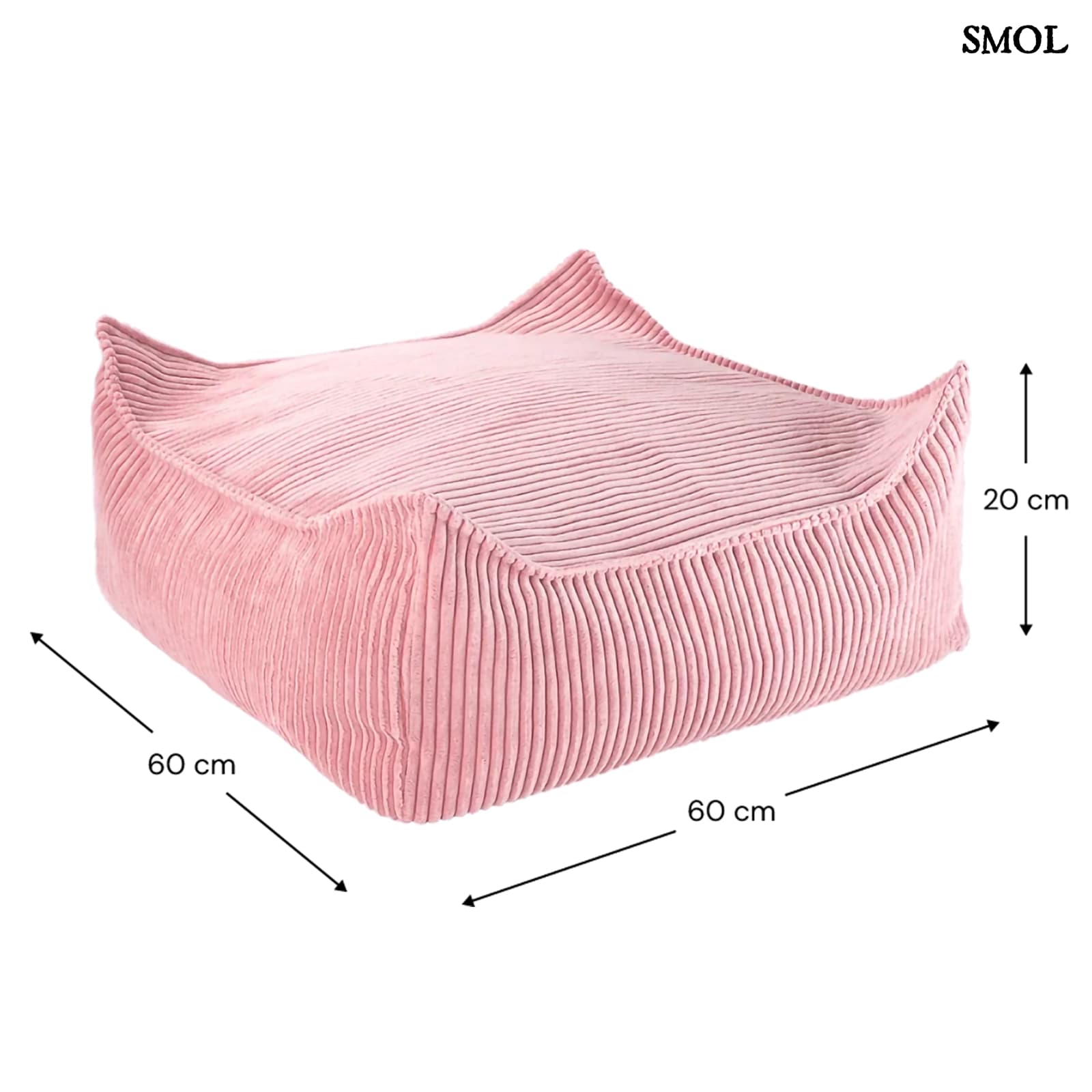 Szögletes Gyerek Babzsákfotel és Puff Szett | PINK MOUSSE | SMOL - puff méretekkel