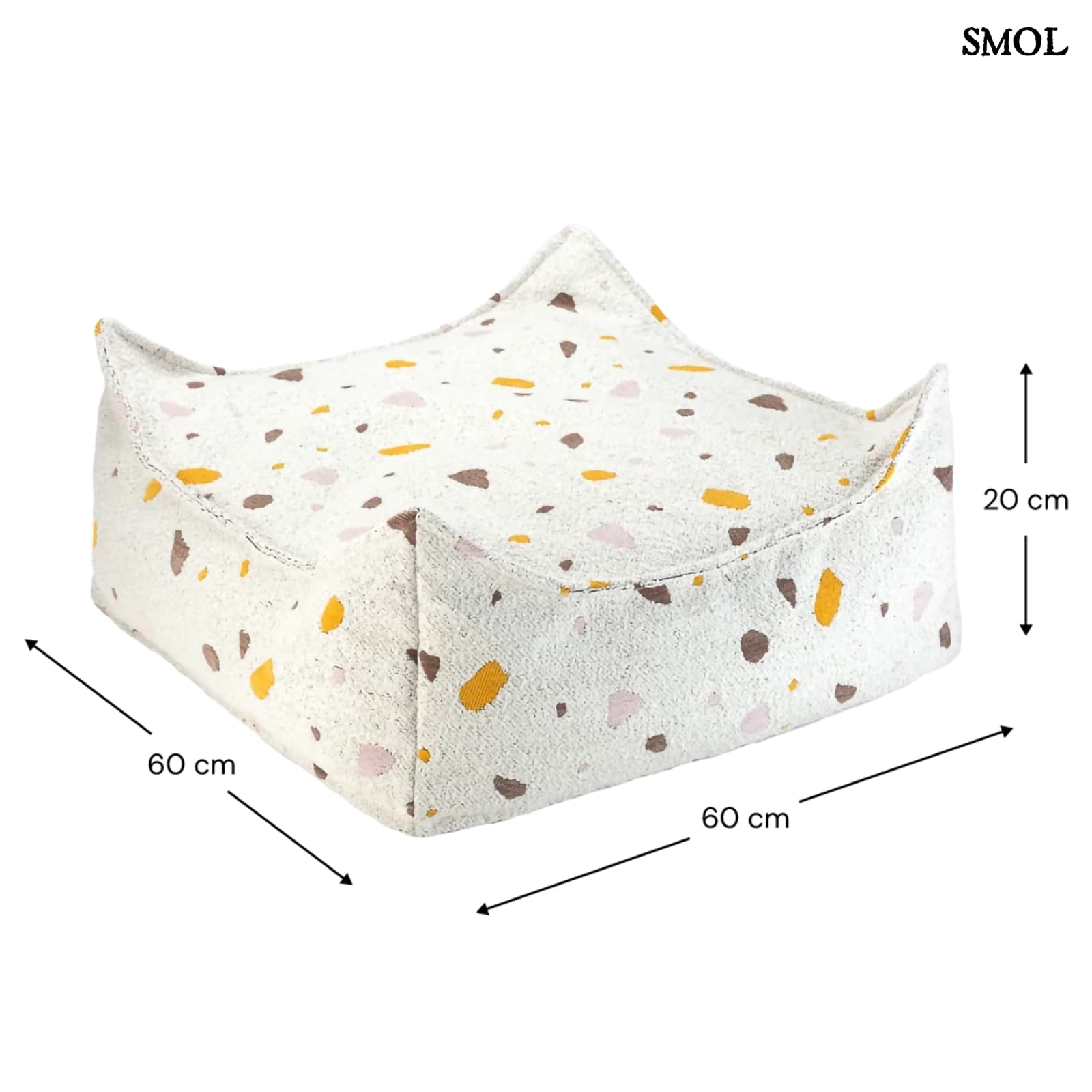 Szögletes Gyerek Babzsákfotel és Puff Szett | TERRAZZO MARBLE | SMOL - puff méretekkel