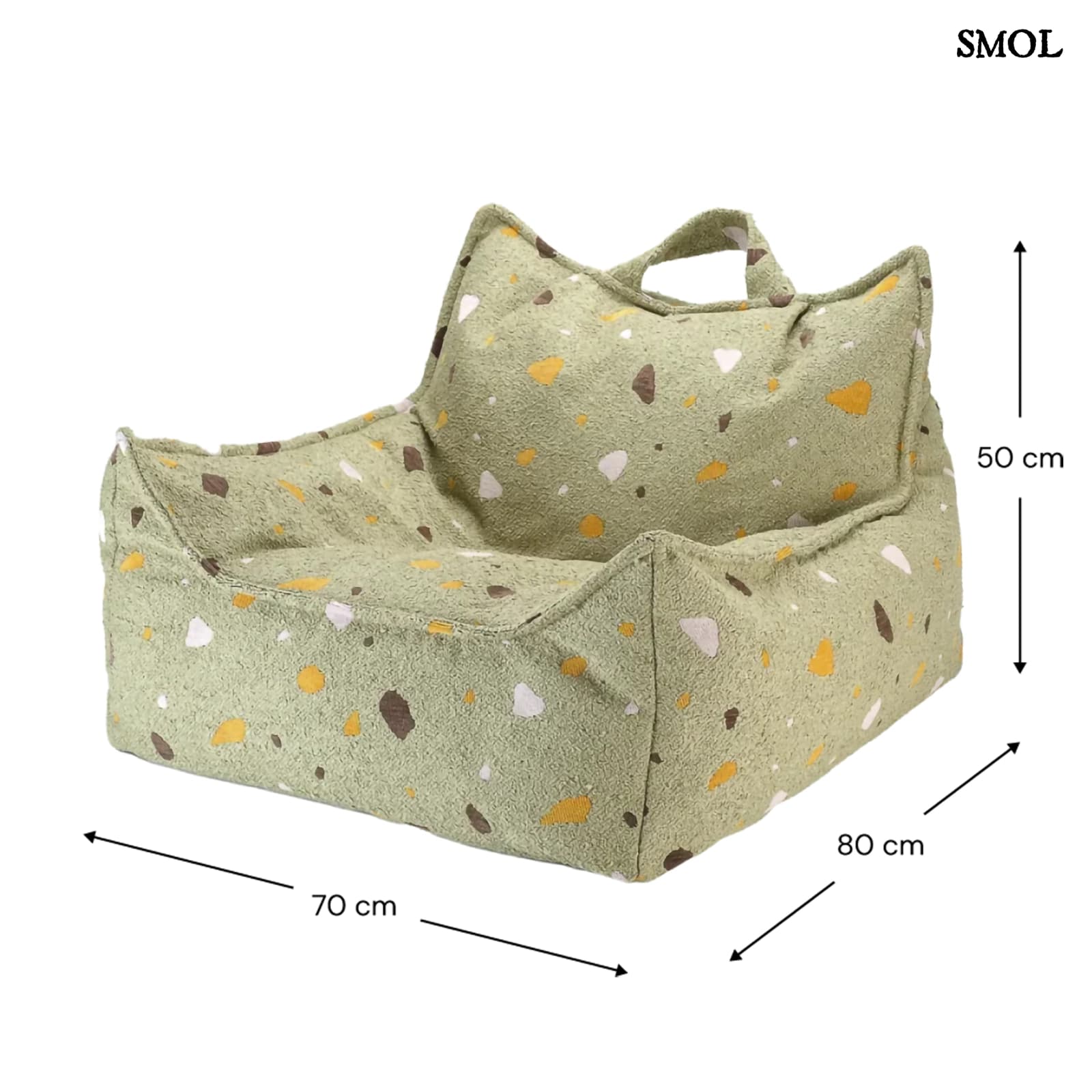 Szögletes Gyerek Babzsákfotel és Puff Szett | TERRAZZO MOSS | SMOL - babzsákfotel méretekkel