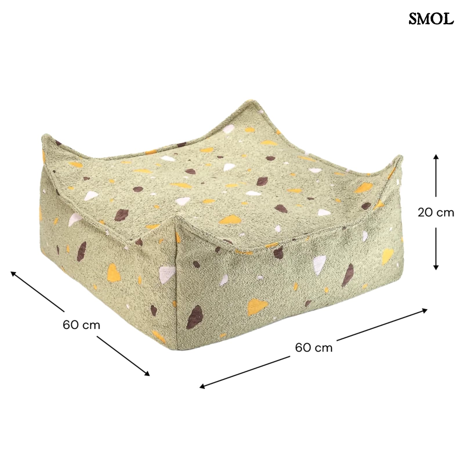 Szögletes Gyerek Babzsákfotel és Puff Szett | TERRAZZO MOSS | SMOL - puff méretekkel