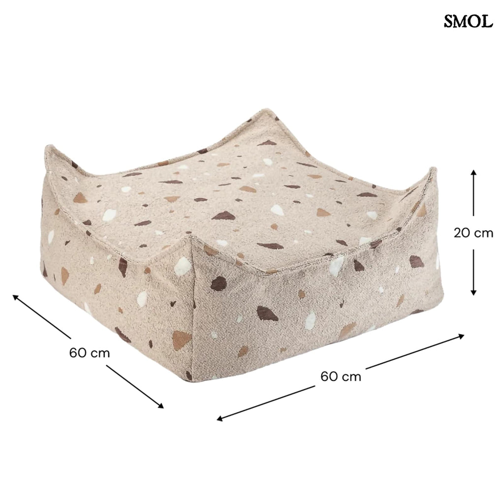 Szögletes Gyerek Babzsákfotel és Puff Szett | TERRAZZO SAND | SMOL - puff méretekkel