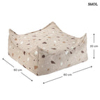 Szögletes Gyerek Babzsákfotel és Puff Szett | TERRAZZO SAND | SMOL - puff méretekkel