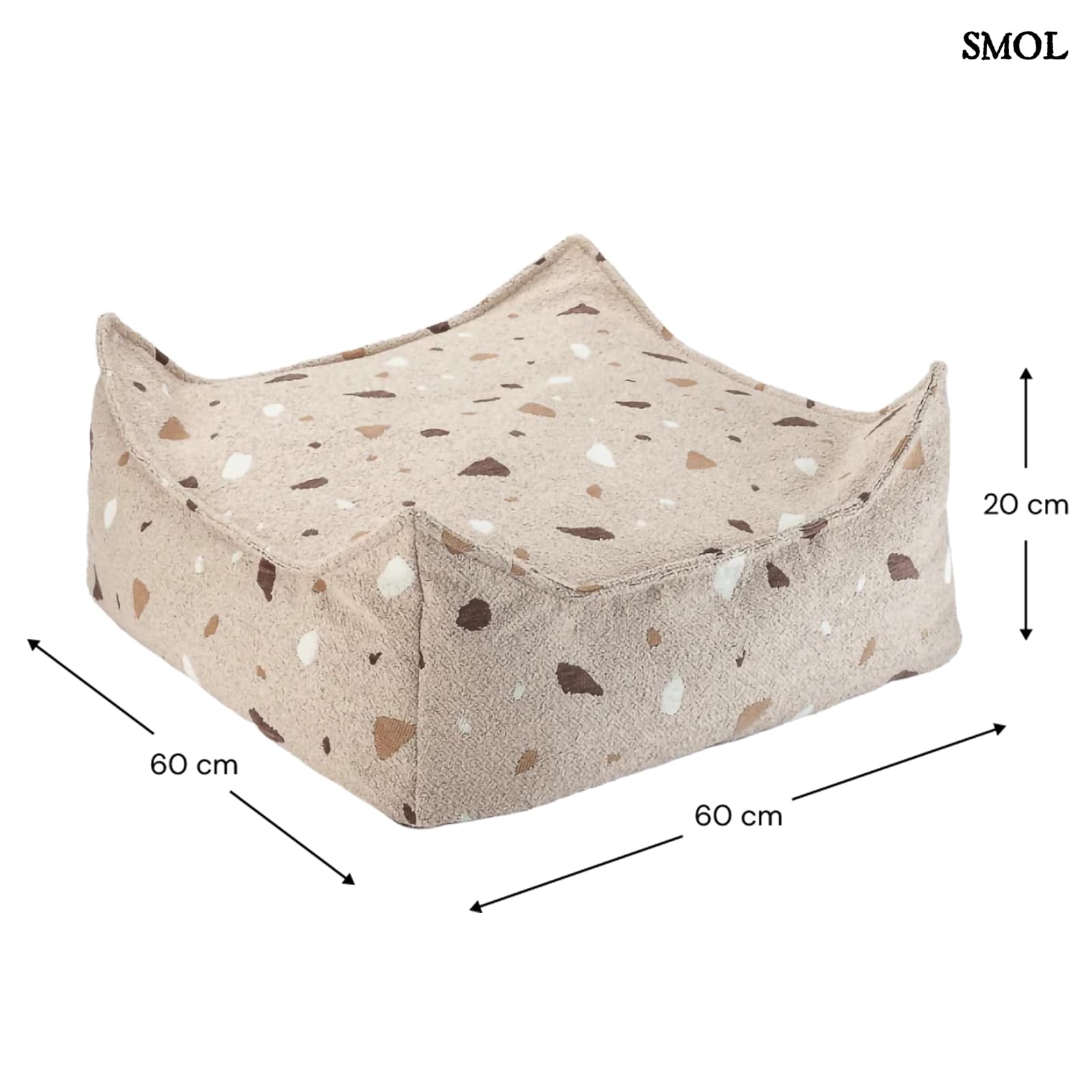 Szögletes Gyerek Babzsákfotel és Puff Szett | TERRAZZO SAND | SMOL - puff méretekkel