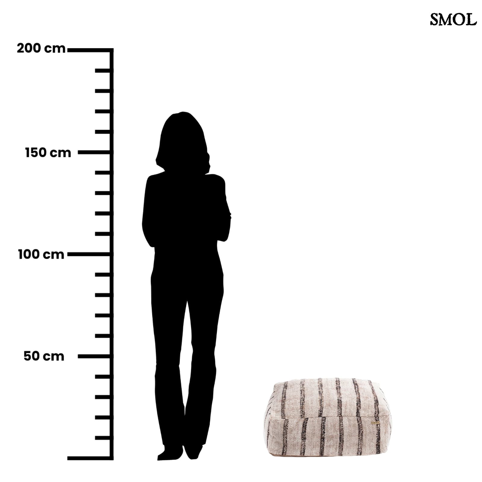 Szögletes Pamut Puff, 60x60 | GEE BOHEMW | SMOL - méretarányosan