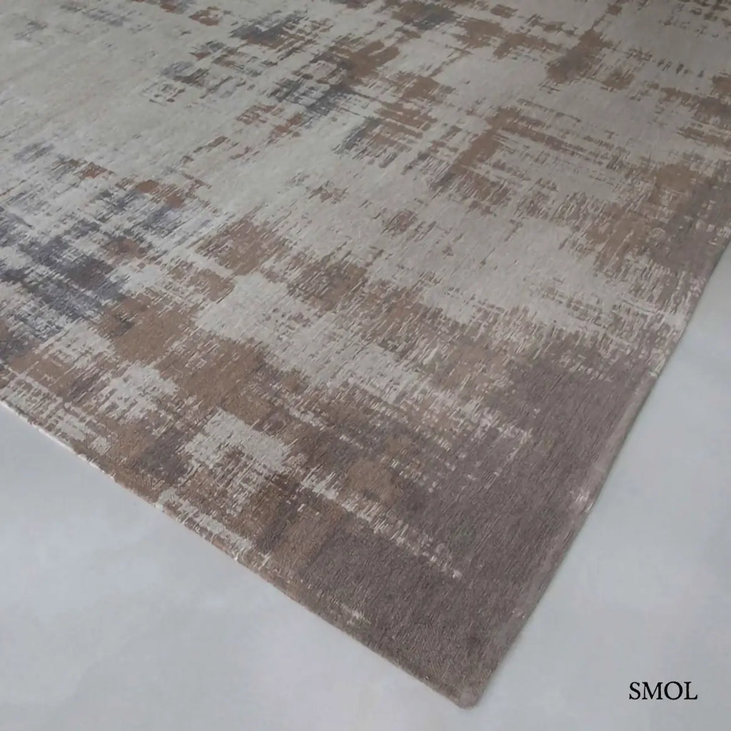 ECO RUG PADUA BEIGE absztrakt szőnyeg bézs-szürke kombinációban, kapart ecsetvonásos mintával, sarok