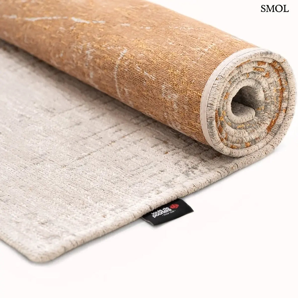 ECO RUG COLUMBUS GOLD arany-okker absztrakt mintás szőnyeg, 60-as évek grafikus minta, lapos szövés, 3 mm – kül- és beltéri, feltekerve