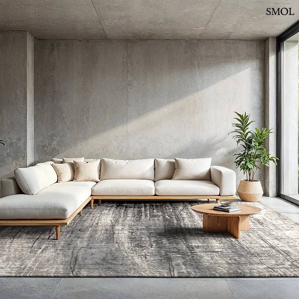 ECO RUG JERSEY STONE kőszürke absztrakt szőnyeg 60-as évek grafikus mintával, lapos szövés, 3 mm – kül- és beltéri, nappaliban