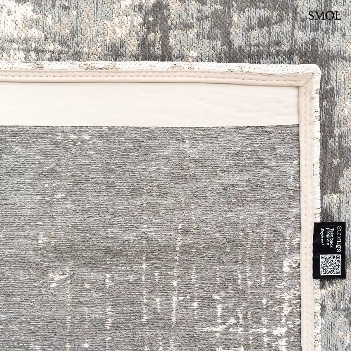 ECO RUG JERSEY STONE kőszürke absztrakt szőnyeg 60-as évek grafikus mintával, lapos szövés, 3 mm – kül- és beltéri, felhajtott sarokkal, alulról